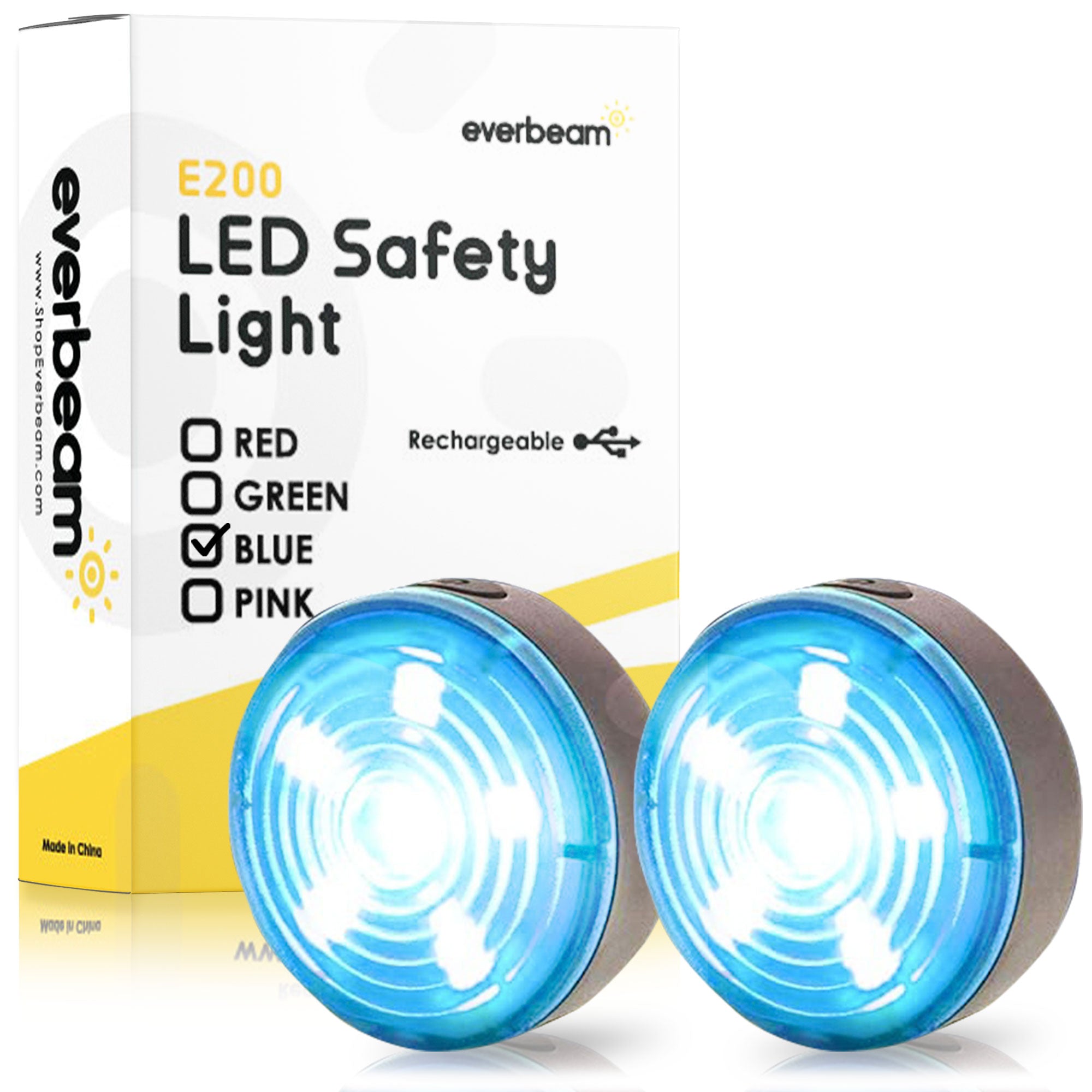 Everbeam E200 LED Safety Lights Rechargeable - 2 Pack (blue)