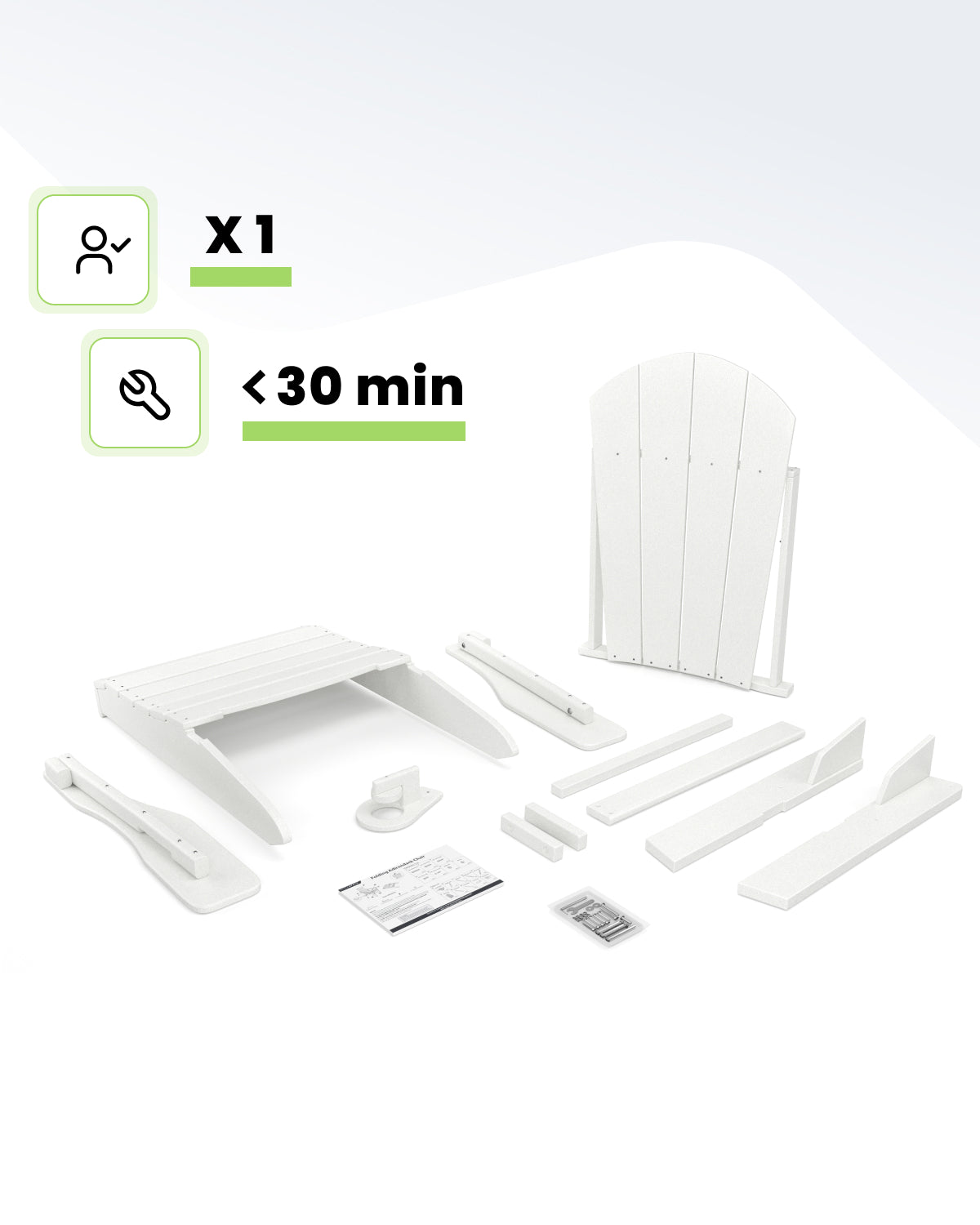 Sleek Space Adirondack Folding Chair - White