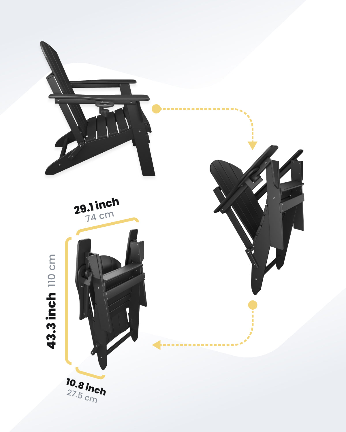 Sleek Space Adirondack Folding Chair - Black