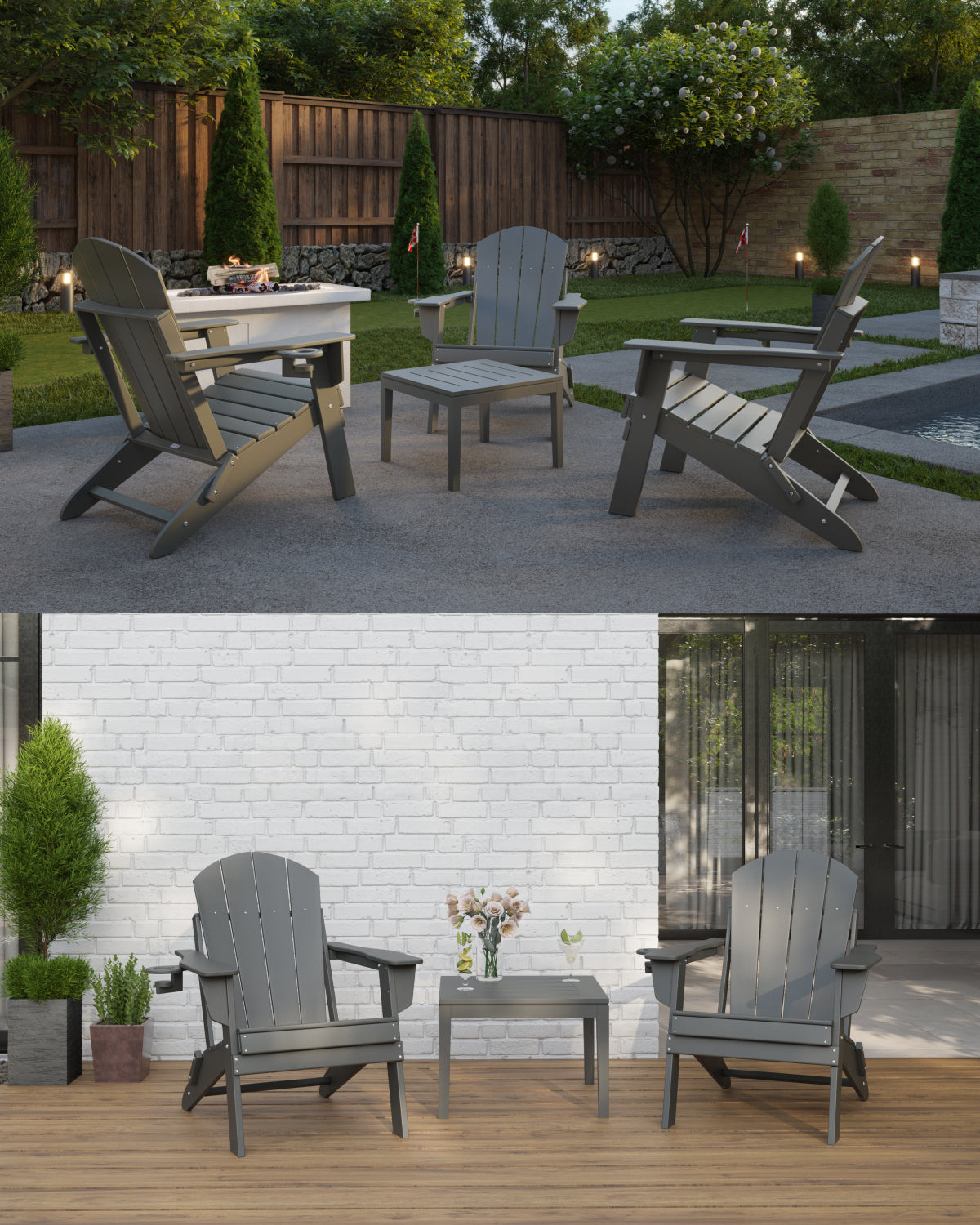 Sleek Space Adirondack Folding Chair - Grey