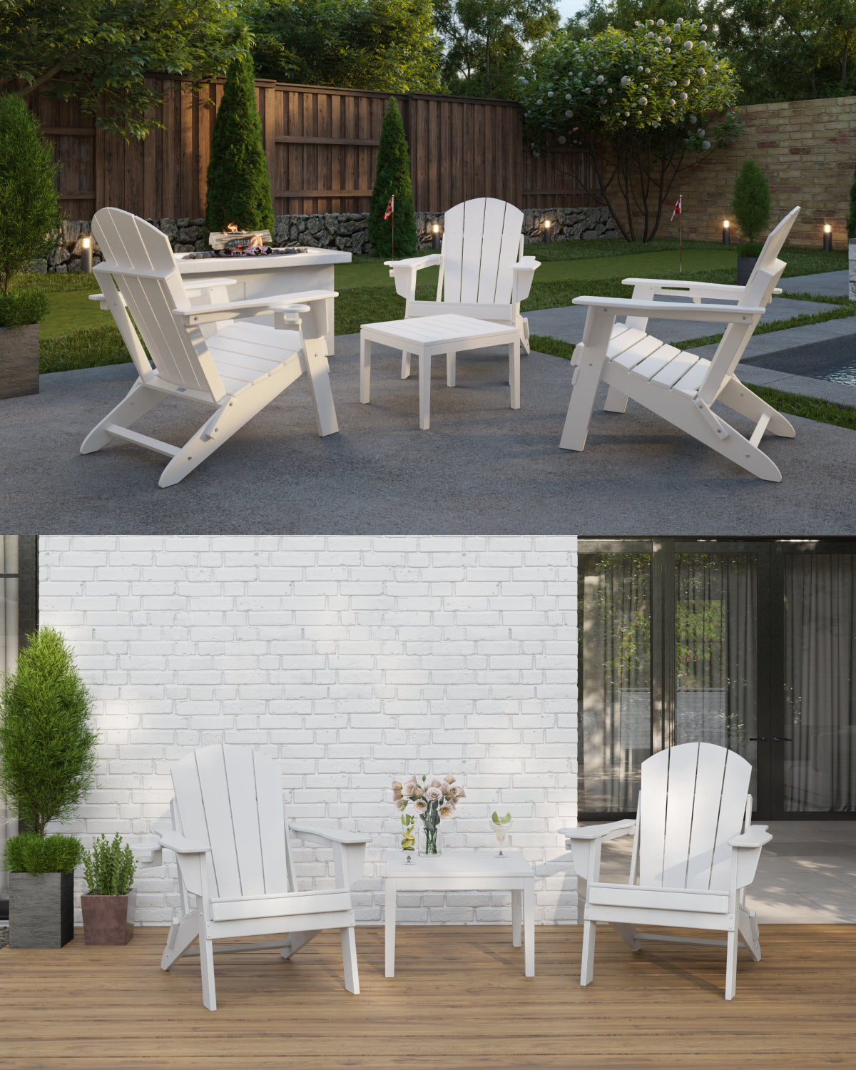 Sleek Space Adirondack Folding Chair - White