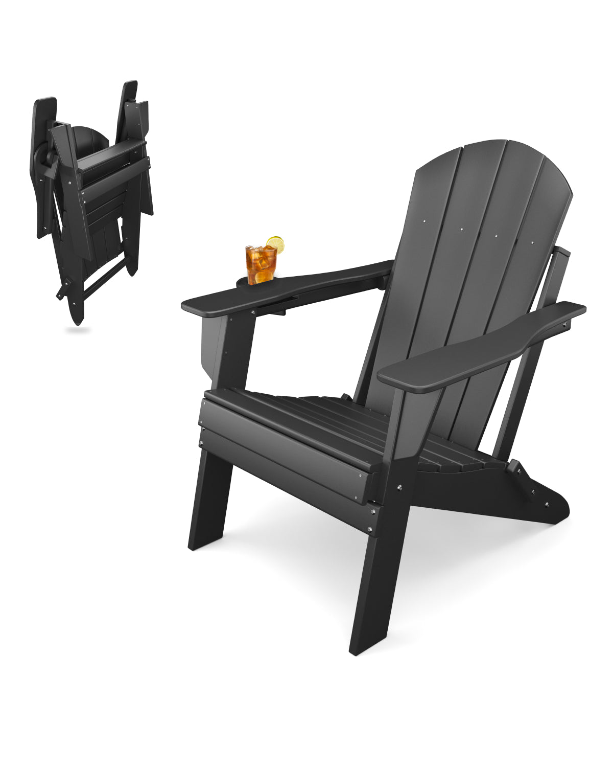 Sleek Space Adirondack Folding Chair - Black