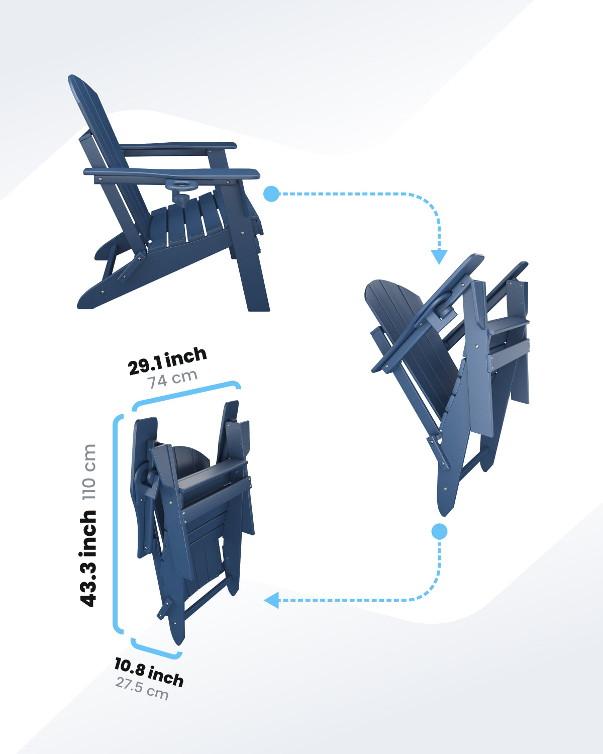 Sleek Space Adirondack Folding Chair - Navy