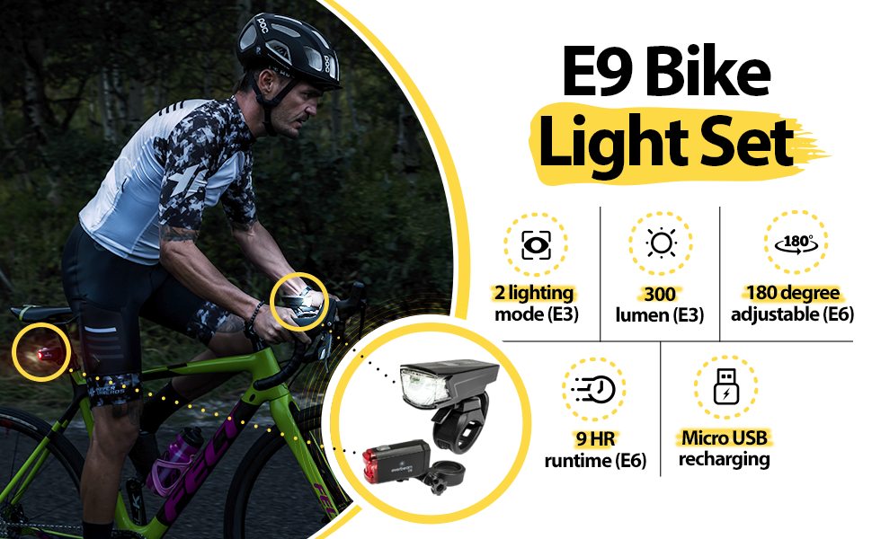 Everbeam E9 Rechargeable Bike Light Set