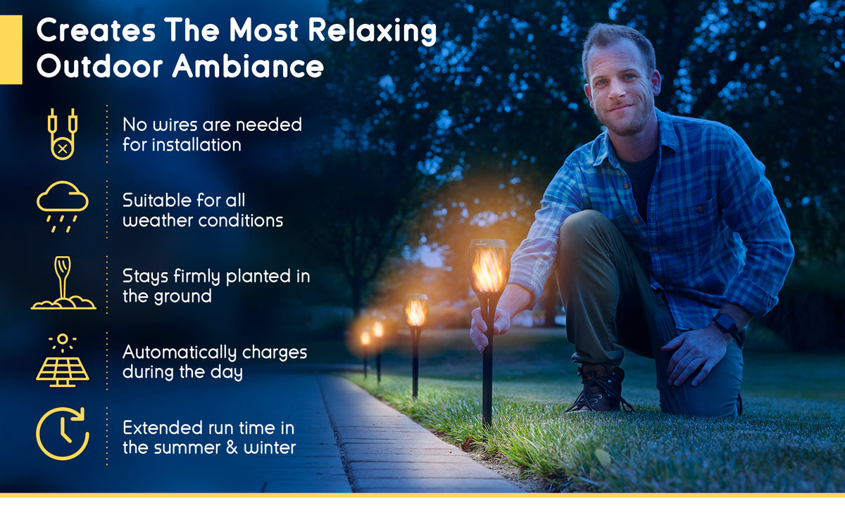 Everbeam P2 Solar Torch Light With Flickering Flame